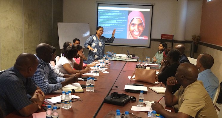 Usha Rane from Pratham India leads a session during the Catch Up team's visit to India.